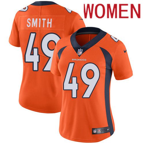 Women Denver Broncos #49 Dennis Smith Orange Nike Vapor Limited NFL Jersey->women nfl jersey->Women Jersey